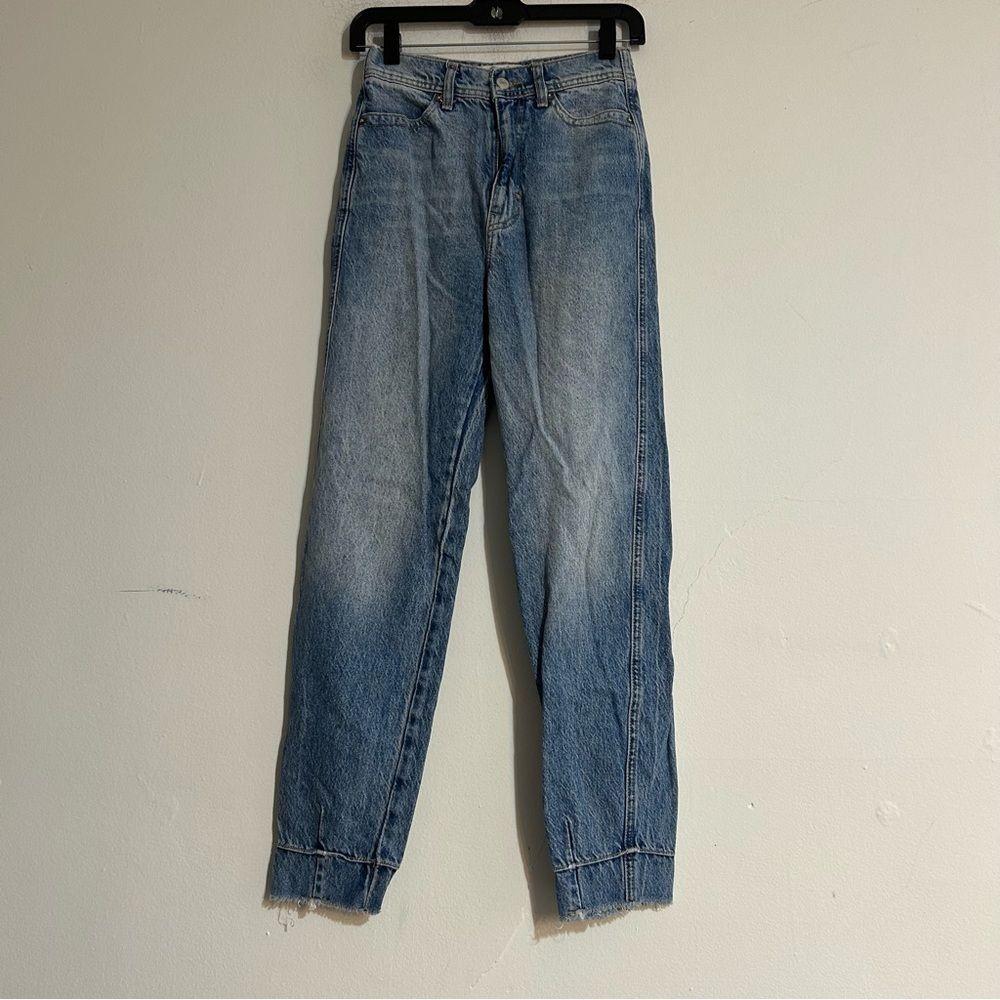 Free People Marion High Waisted Tapered Leg Jeans Celeste Blue Size 24